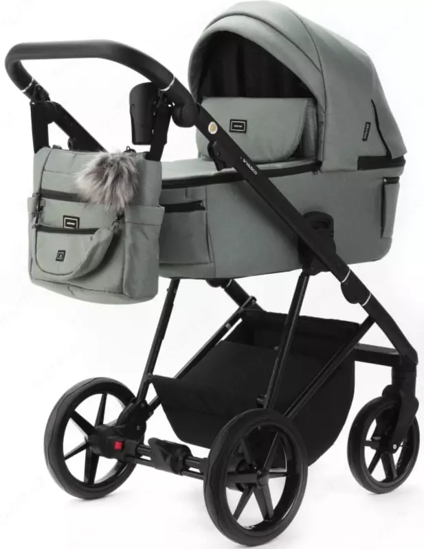 Коляска 2 в 1 "Adamex" Vasco TK-99, ткань, гелевые колеса (Польша) Серая