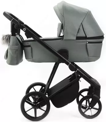 Коляска 2 в 1 "Adamex" Vasco TK-99, ткань, гелевые колеса (Польша) Серая