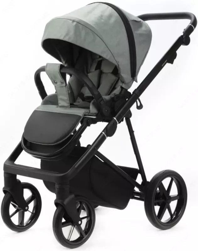 Коляска 2 в 1 "Adamex" Vasco TK-99, ткань, гелевые колеса (Польша) Серая