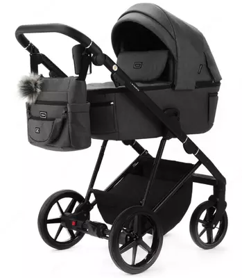 Коляска 2 в 1 "Adamex" Vasco V-TK57 TIP, ткань, гелевые колеса (Польша) Темно/Серая