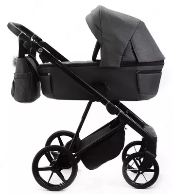 Коляска 2 в 1 "Adamex" Vasco V-TK57 TIP, ткань, гелевые колеса (Польша) Темно/Серая