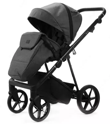 Коляска 2 в 1 "Adamex" Vasco V-TK57 TIP, ткань, гелевые колеса (Польша) Темно/Серая