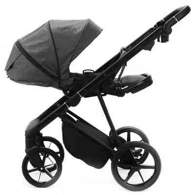 Коляска 2 в 1 "Adamex" Vasco V-TK57 TIP, ткань, гелевые колеса (Польша) Темно/Серая