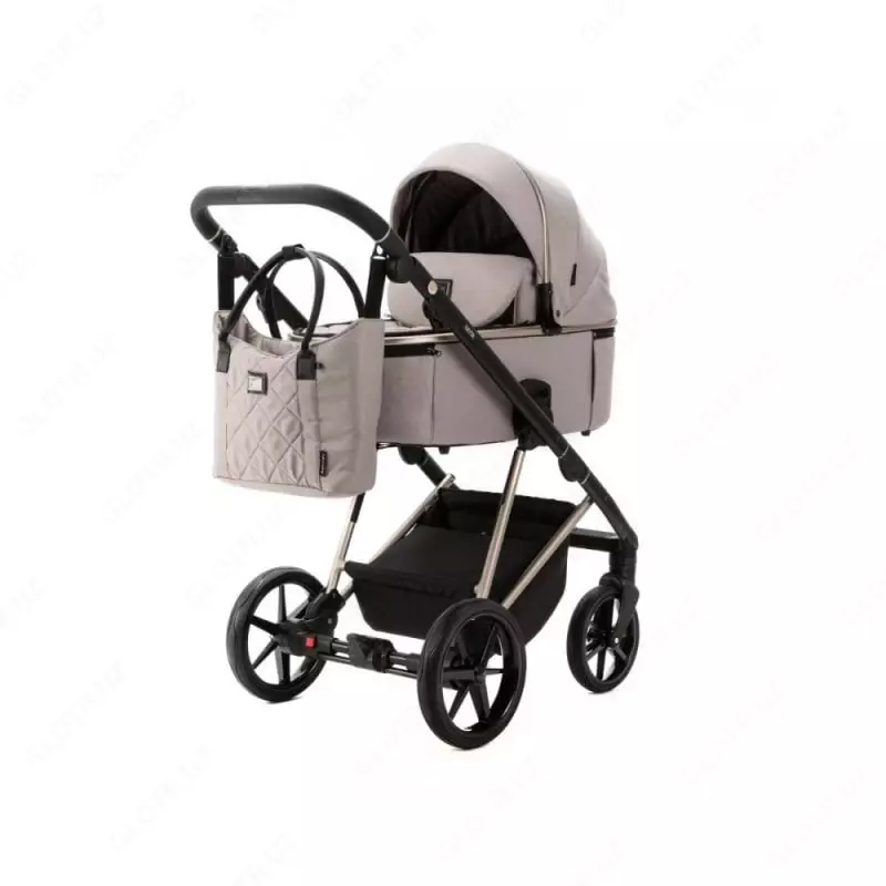 Коляска 2 в 1 "Adamex" Delta Beige TK803, ткань, гелевые колеса (Польша) Бежевая