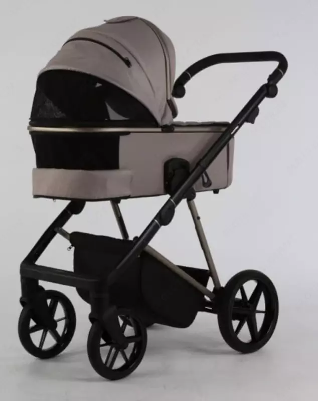 Коляска 2 в 1 "Adamex" Delta Beige TK803, ткань, гелевые колеса (Польша) Бежевая