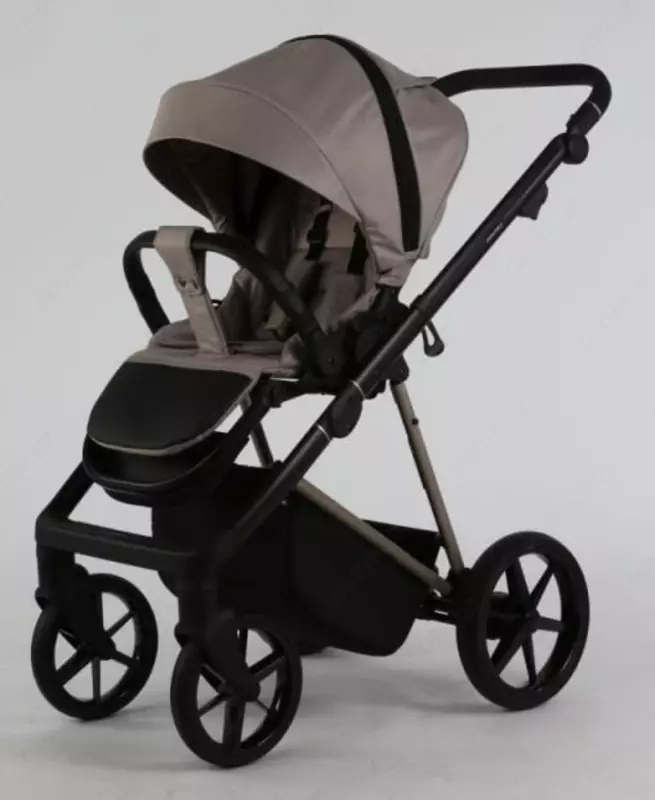 Коляска 2 в 1 "Adamex" Delta Beige TK803, ткань, гелевые колеса (Польша) Бежевая