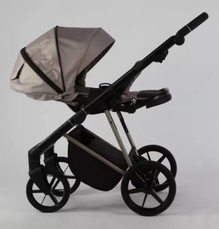 Коляска 2 в 1 "Adamex" Delta Beige TK803, ткань, гелевые колеса (Польша) Бежевая