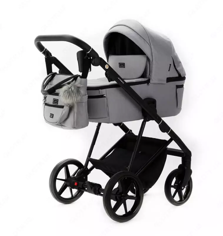 Коляска 2 в 1 "Adamex" Vasco TK-56-LUX, ткань, гелевые колеса (Польша) Светло/Серая
