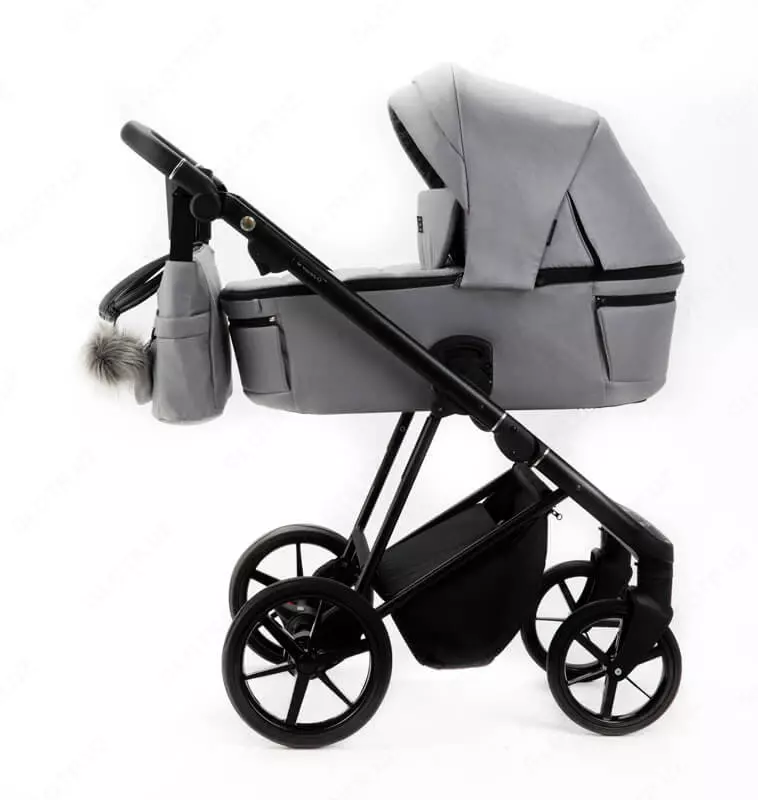 Коляска 2 в 1 "Adamex" Vasco TK-56-LUX, ткань, гелевые колеса (Польша) Светло/Серая