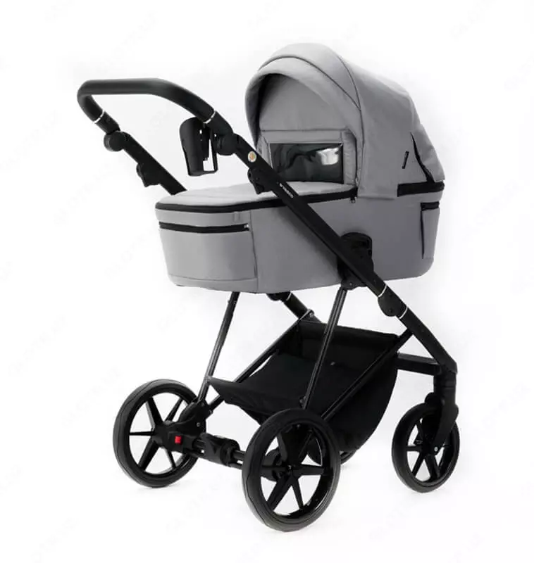 Коляска 2 в 1 "Adamex" Vasco TK-56-LUX, ткань, гелевые колеса (Польша) Светло/Серая