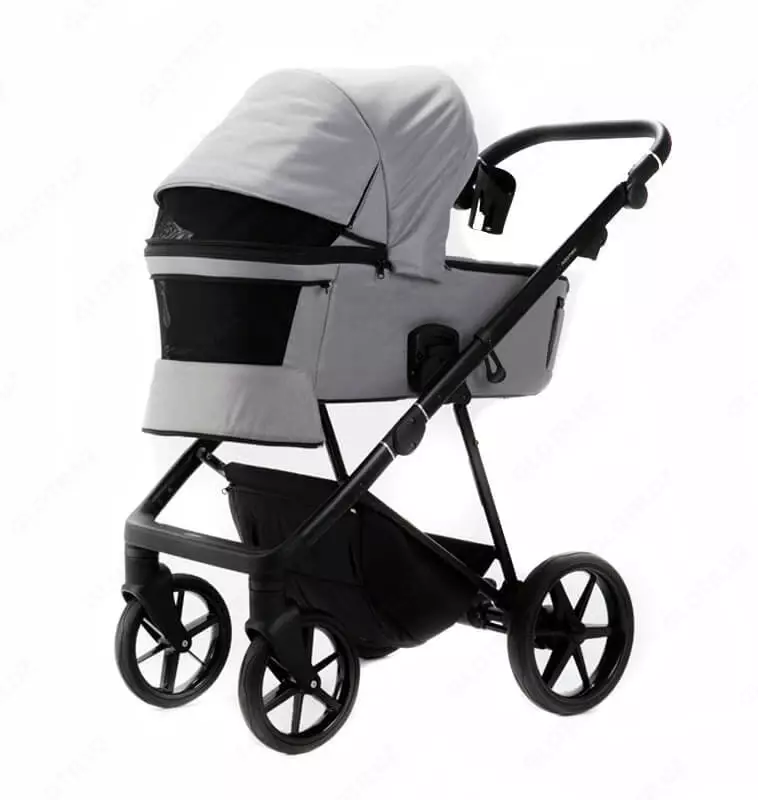 Коляска 2 в 1 "Adamex" Vasco TK-56-LUX, ткань, гелевые колеса (Польша) Светло/Серая