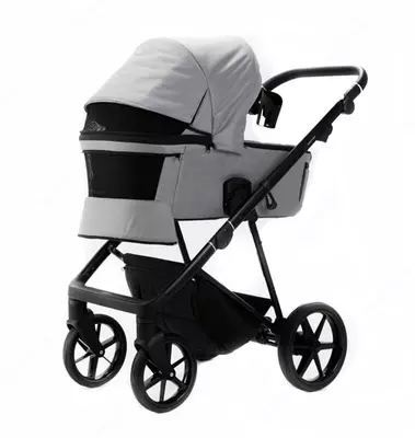 Коляска 2 в 1 "Adamex" Vasco TK-56-LUX, ткань, гелевые колеса (Польша) Светло/Серая
