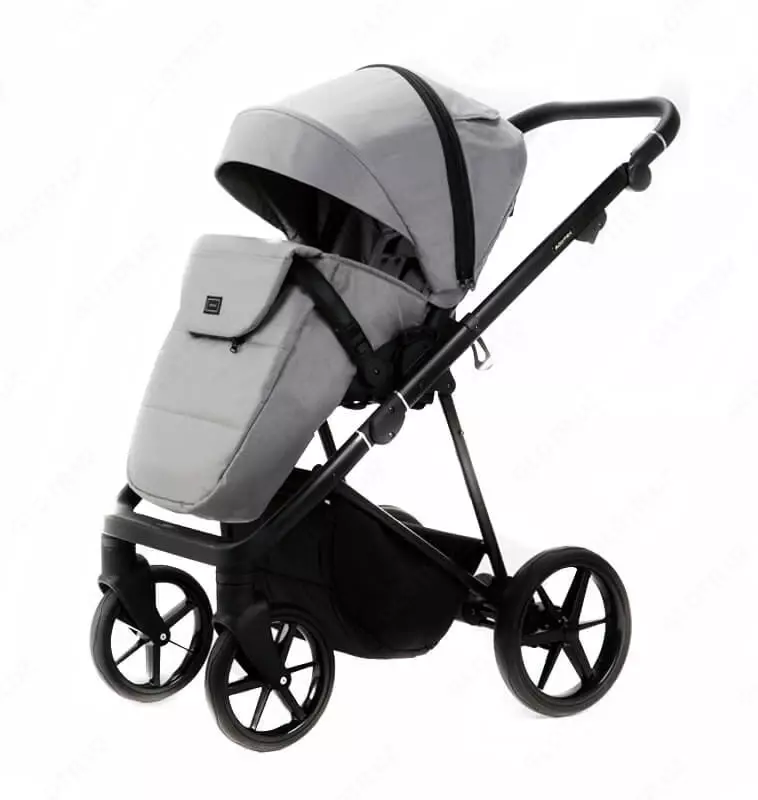 Коляска 2 в 1 "Adamex" Vasco TK-56-LUX, ткань, гелевые колеса (Польша) Светло/Серая