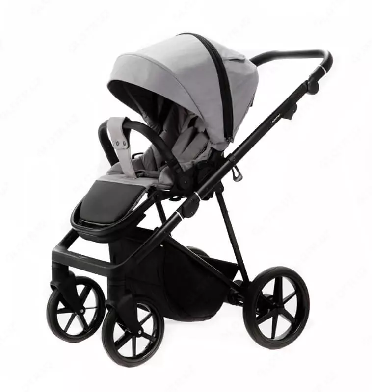 Коляска 2 в 1 "Adamex" Vasco TK-56-LUX, ткань, гелевые колеса (Польша) Светло/Серая