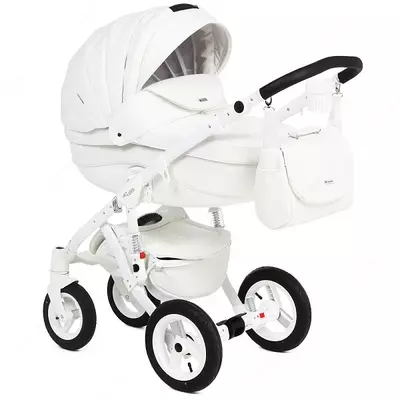 Детская коляска 2-в-1 "Adamex" Barletta Deluxe 11S (Польша) Белая