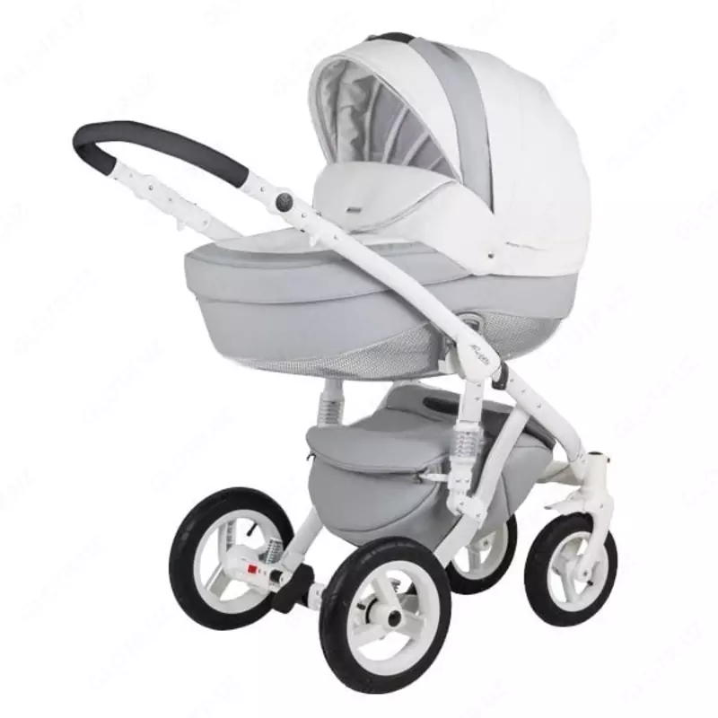 Bolalar aravachasi 2-in-1 "Adamex" Barletta Carbon 19s (Polsha) Oq/kulrang