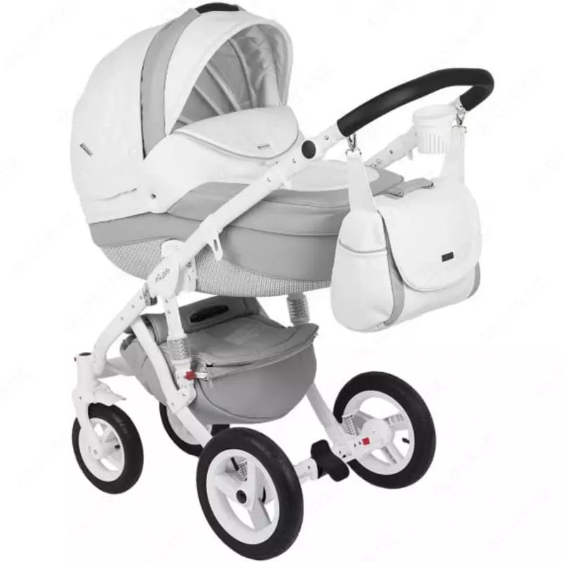 Bolalar aravachasi 2-in-1 "Adamex" Barletta Carbon 19s (Polsha) Oq/kulrang