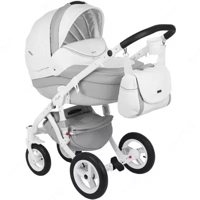 Детская коляска 2-в-1 "Adamex" Barletta Carbon 19s (Польша) Белая/серая