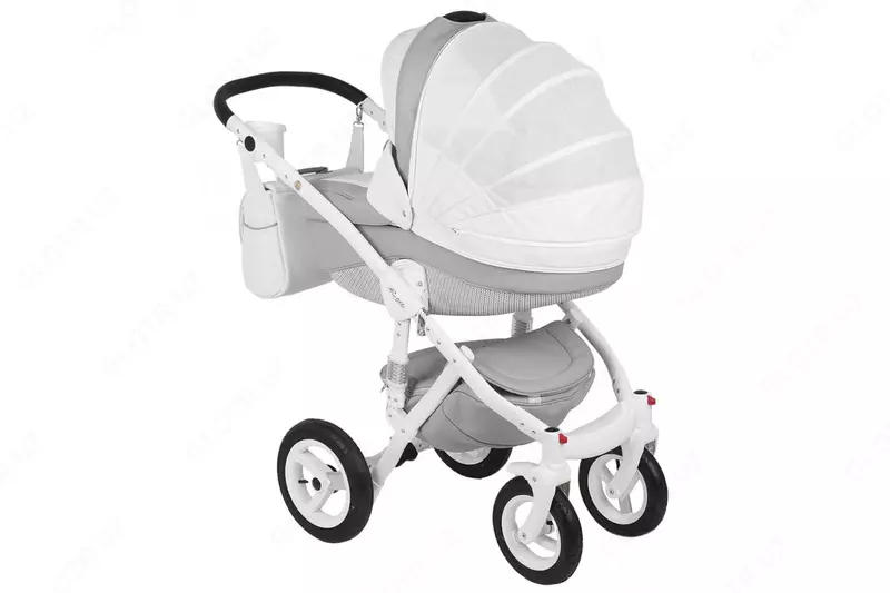 Bolalar aravachasi 2-in-1 "Adamex" Barletta Carbon 19s (Polsha) Oq/kulrang