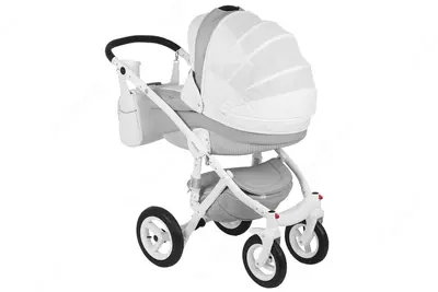 Детская коляска 2-в-1 "Adamex" Barletta Carbon 19s (Польша) Белая/серая