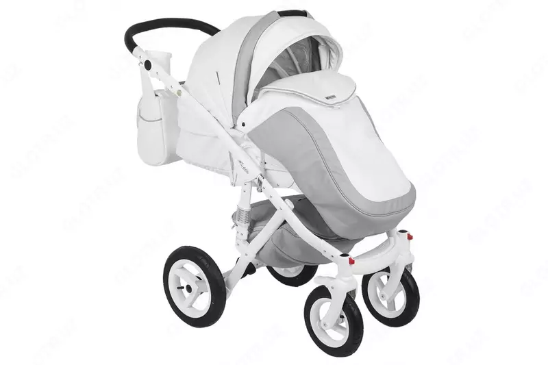 Bolalar aravachasi 2-in-1 "Adamex" Barletta Carbon 19s (Polsha) Oq/kulrang