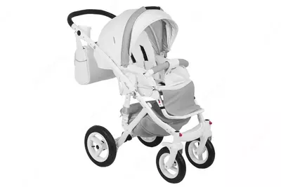 Детская коляска 2-в-1 "Adamex" Barletta Carbon 19s (Польша) Белая/серая
