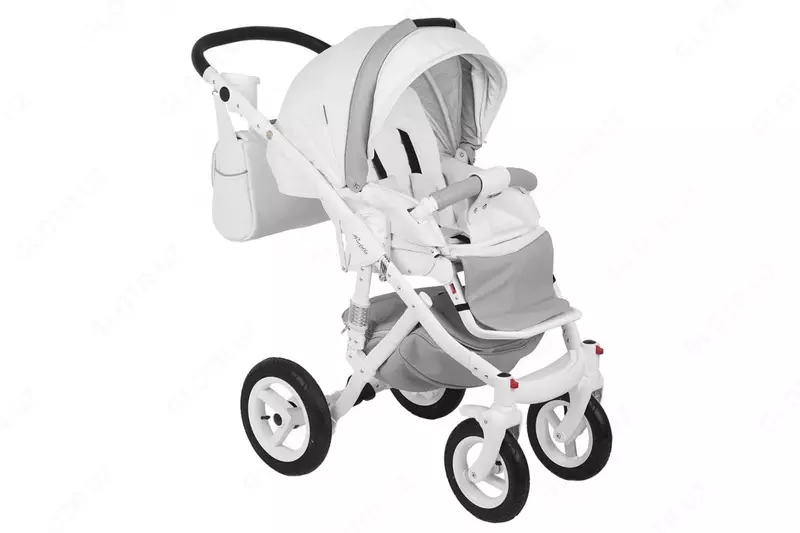 Bolalar aravachasi 2-in-1 "Adamex" Barletta Carbon 19s (Polsha) Oq/kulrang