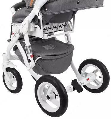 Детская коляска 2-в-1 "Adamex" Barletta New - B24 (Польша) Серая/коричневая/белая