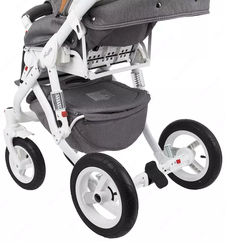 Детская коляска 2-в-1 "Adamex" Barletta New - B24 (Польша) Серая/коричневая/белая