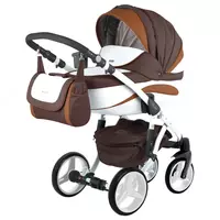 Bolalar aravachasi 2-in-1 "Adamex" Barletta New - B9 (Polsha) Jigarrang/oq