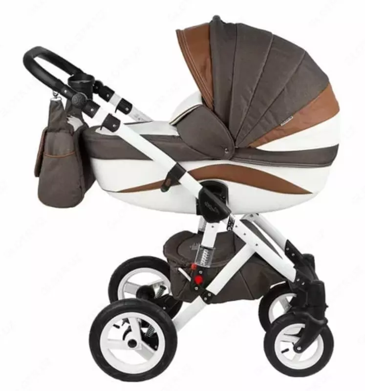 Детская коляска 2-в-1 "Adamex" Barletta New - B9 (Польша) Коричневая/белая