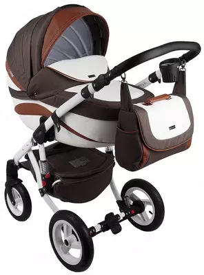 Детская коляска 2-в-1 "Adamex" Barletta New - B9 (Польша) Коричневая/белая