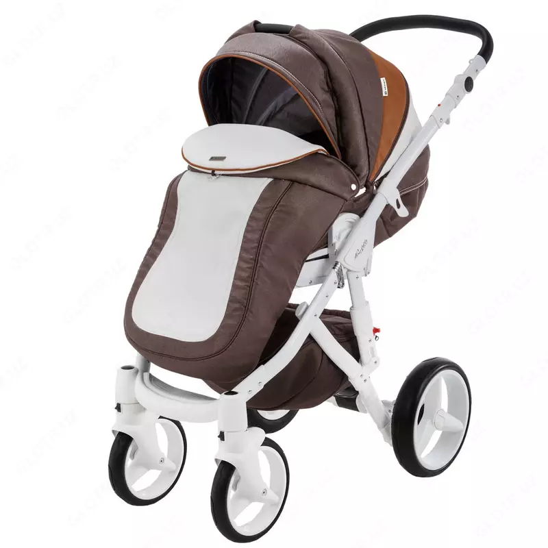 Детская коляска 2-в-1 "Adamex" Barletta New - B9 (Польша) Коричневая/белая