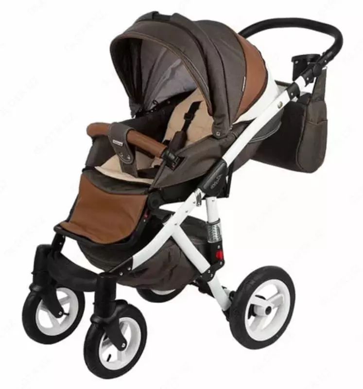Детская коляска 2-в-1 "Adamex" Barletta New - B9 (Польша) Коричневая/белая