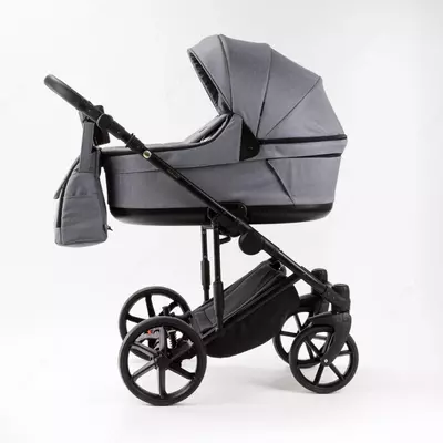 Детская коляска 2-в-1 "Adamex" Locco Light LL-TK60 (Польша) Серая/черная