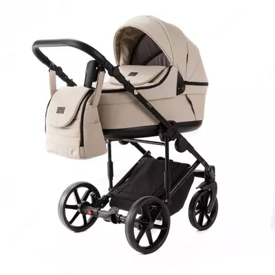 Детская коляска 2-в-1 "Adamex" Locco Light Deluxe LL-SA7 (Польша) Бежевая/черная