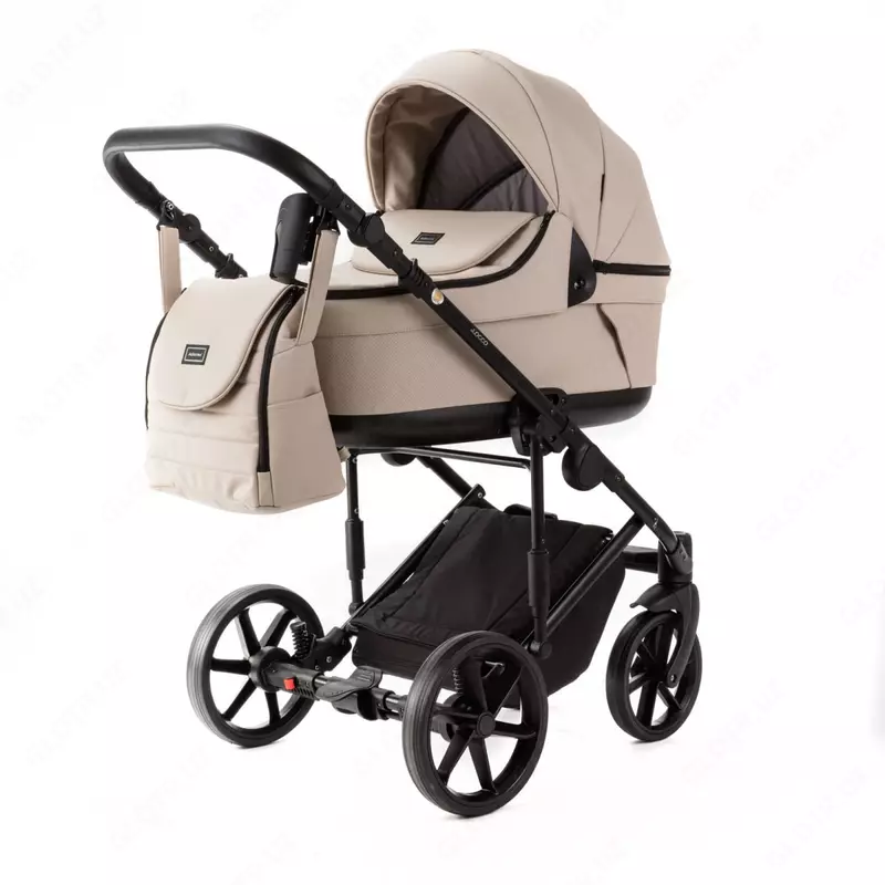 Детская коляска 2-в-1 "Adamex" Locco Light Deluxe LL-SA7 (Польша) Бежевая/черная