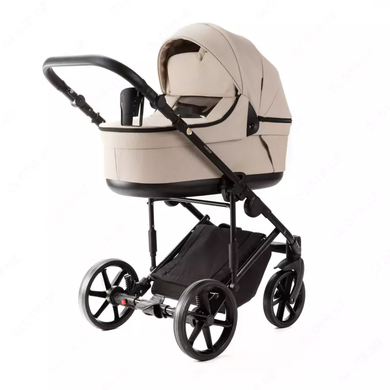Детская коляска 2-в-1 "Adamex" Locco Light Deluxe LL-SA7 (Польша) Бежевая/черная