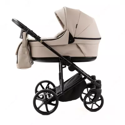 Детская коляска 2-в-1 "Adamex" Locco Light Deluxe LL-SA7 (Польша) Бежевая/черная