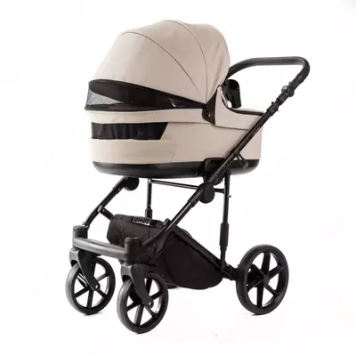 Детская коляска 2-в-1 "Adamex" Locco Light Deluxe LL-SA7 (Польша) Бежевая/черная