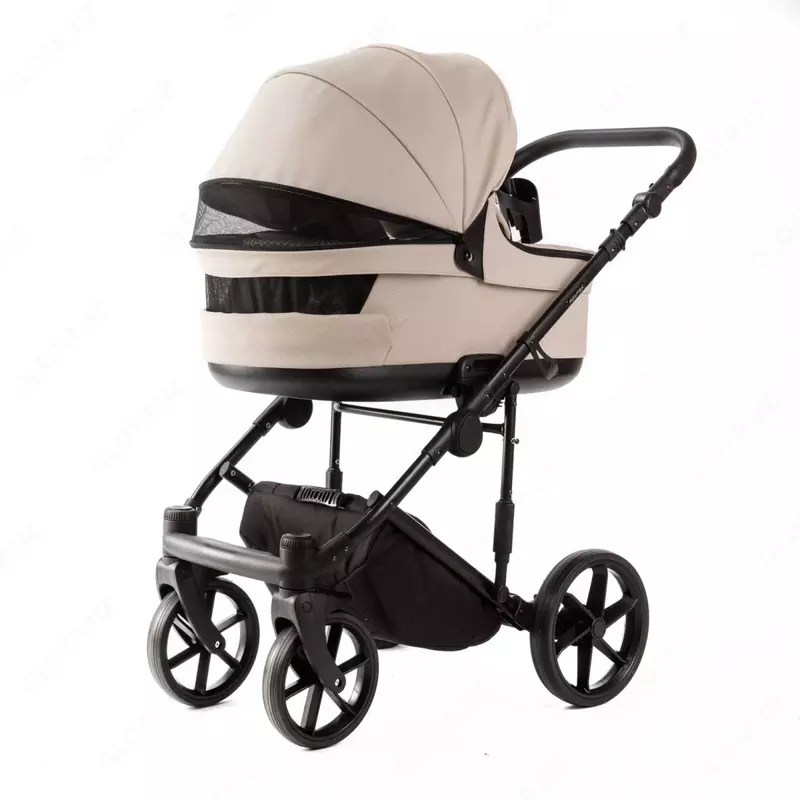 Детская коляска 2-в-1 "Adamex" Locco Light Deluxe LL-SA7 (Польша) Бежевая/черная