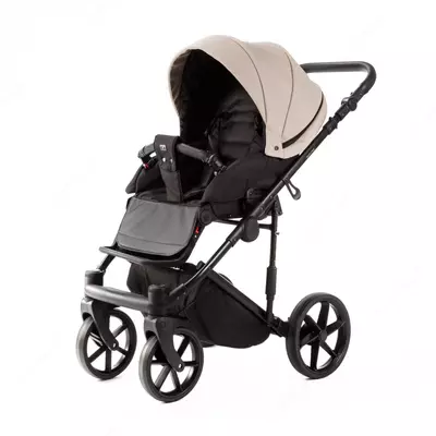 Детская коляска 2-в-1 "Adamex" Locco Light Deluxe LL-SA7 (Польша) Бежевая/черная