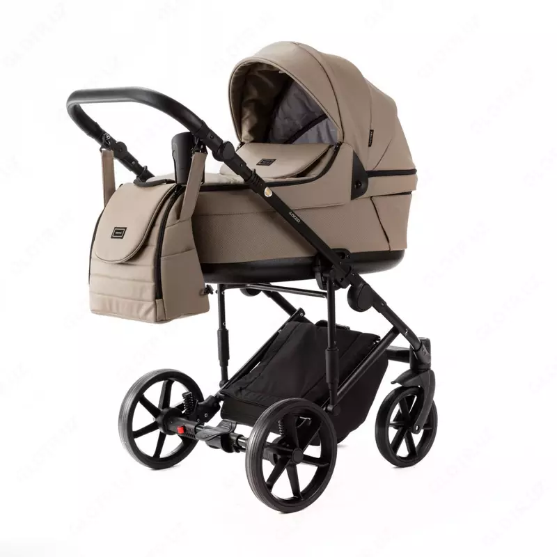 Детская коляска 2-в-1 "Adamex" Locco Light Deluxe LL-SA9 (Польша) Темно/Бежевая/черная
