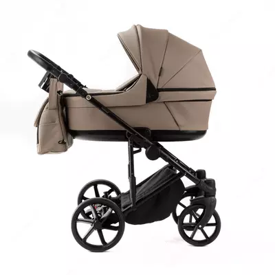 Детская коляска 2-в-1 "Adamex" Locco Light Deluxe LL-SA9 (Польша) Темно/Бежевая/черная