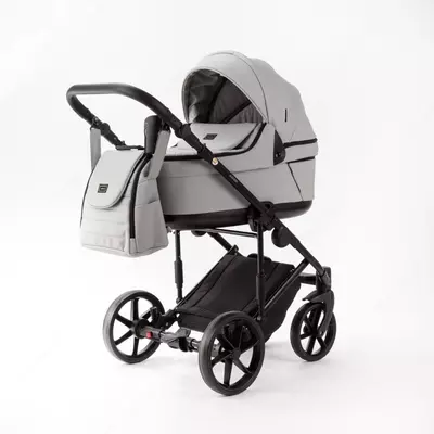 Детская коляска 2-в-1 "Adamex" Locco Light Deluxe LL-SA3 (Польша) Светло-серая/черная