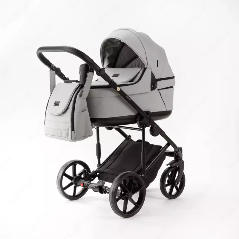 Детская коляска 2-в-1 "Adamex" Locco Light Deluxe LL-SA3 (Польша) Светло-серая/черная