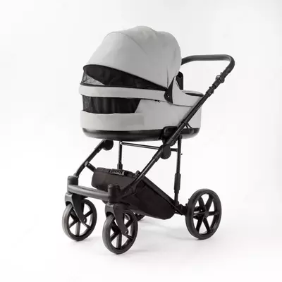 Детская коляска 2-в-1 "Adamex" Locco Light Deluxe LL-SA3 (Польша) Светло-серая/черная