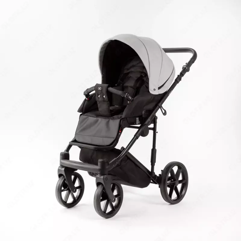 Детская коляска 2-в-1 "Adamex" Locco Light Deluxe LL-SA3 (Польша) Светло-серая/черная