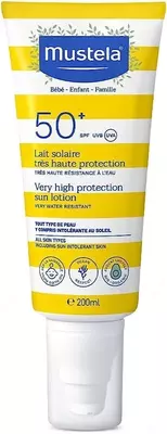 Солнцезащитный лосьон с высокой степенью защиты "Mustela" SPF50+ (200 мл) Франция