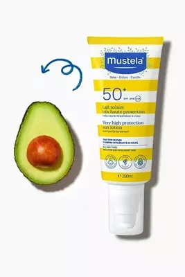 Солнцезащитный лосьон с высокой степенью защиты "Mustela" SPF50+ (200 мл) Франция
